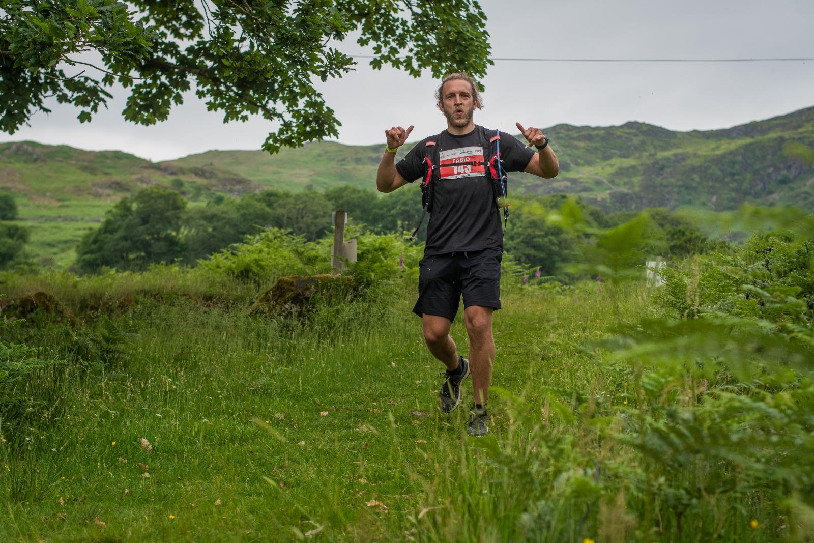 Trail runner during mountain race